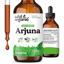 Tintura de casca de arjuna selvagem e orgânica - suplemento de bem-estar geral - gotas líquidas livres de álcool - extrato de casca de arjuna terminalia - sem açúcar e aditivos, não-GMO - 4 fl oz