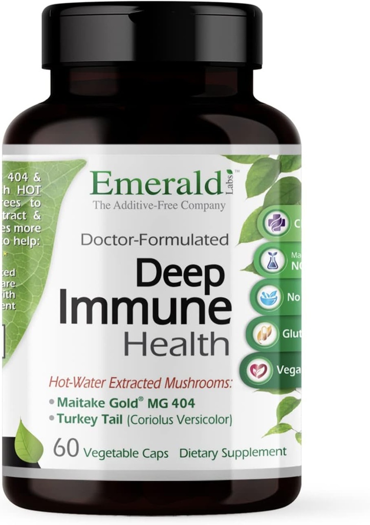 EMERALD LABS Saúde Imune Profunda - Suplemento de suporte imunológico com Cogumelos de Ouro Maitake, Meriva Turmeric & Astragalus Extract - 60 Cápsulas Vegetais (fornecimento de 30 dias)