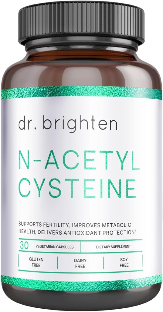 Dr. Brighten N-Acetil-Cisteína (NAC) — Poderoso Precursor de Glutationa Amino Acid Supplement for Optimal Detoxification, Imune Function, and PCOS — 30 Cápsulas