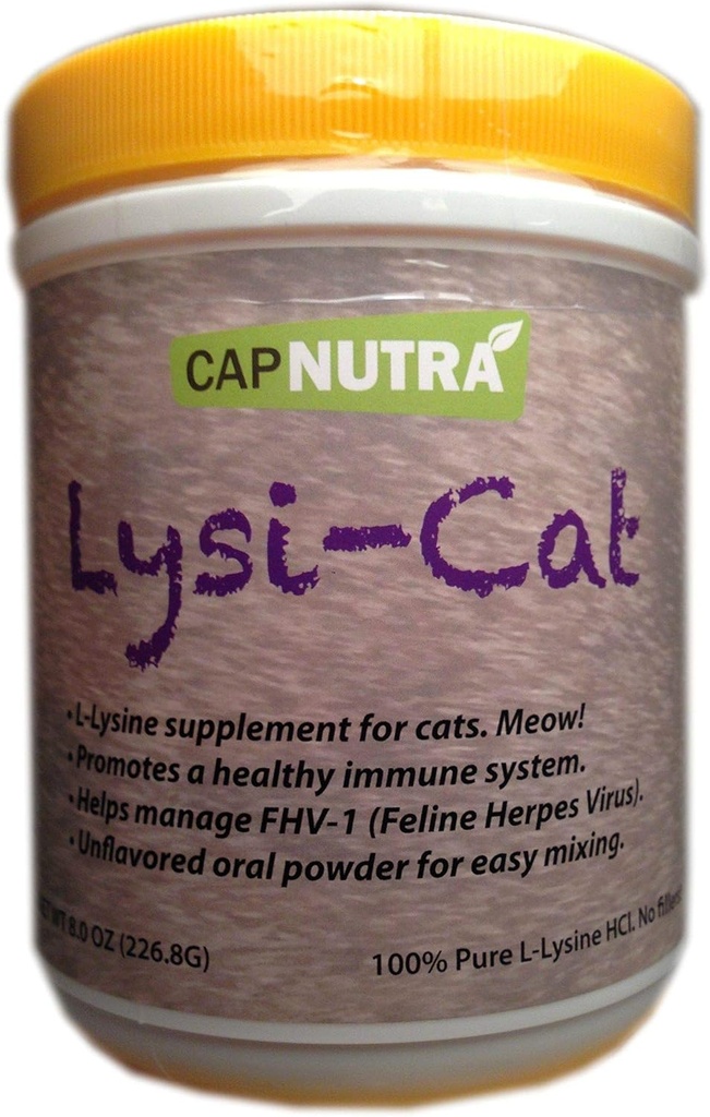 Lysi-Cat Lysine Suplemento para Gatos, 8 onças. Canister, 500 Servings, Suporta um sistema imunológico saudável, Scoop livre incluído!