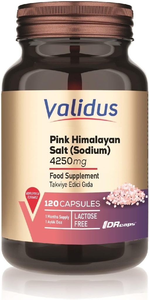 Validus Pink Himalaia Sal Sodyum 200 mg 120 Cápsulas (Drcaps)