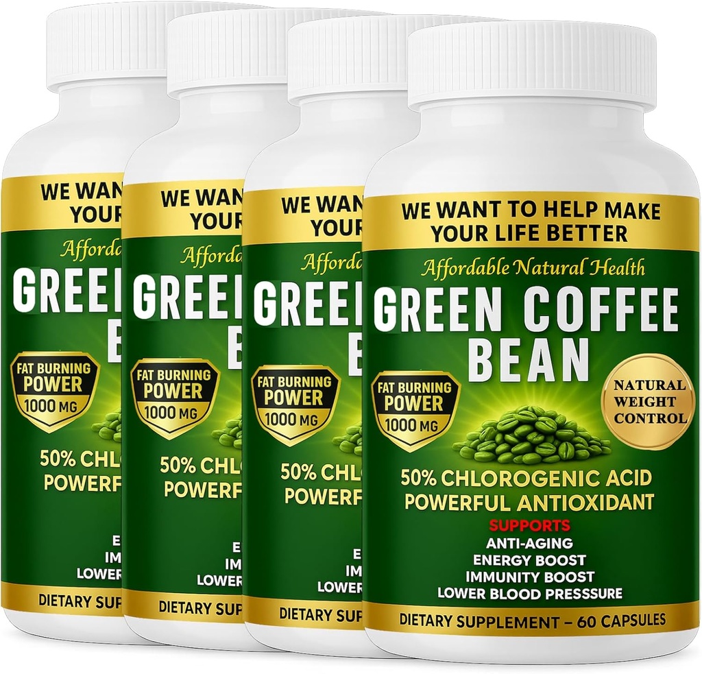 Verde Coffee Bean Extract, 100% Pure Green Coffee Bean Cápsulas, 50% ácido clorogênico, 10.000 mg de força, 240 cápsulas, 8 meses de fornecimento, sem OGM e sem glúten, tradicional suplemento de ervas