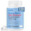 Curista Guaifenesin 1200 Mg Comprimidos de liberação estendida - 150 Count Máxima Força Mucus Relief Tablets OTC - Congestão clara