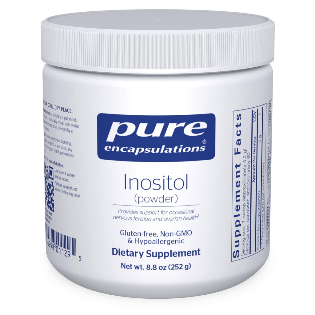 Encapsulamentos puros Inositol (pó) - Suplemento para suporte Energia, Sistema Nervoso e Função Ovariana* - com Myo-Inositol - 8.8 Onças