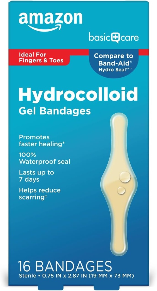 Cuidados Básicos Cura rápida avançada Bandagens de gel hidrocolóide, Dedos & Dedos dos pés, 16 quilates