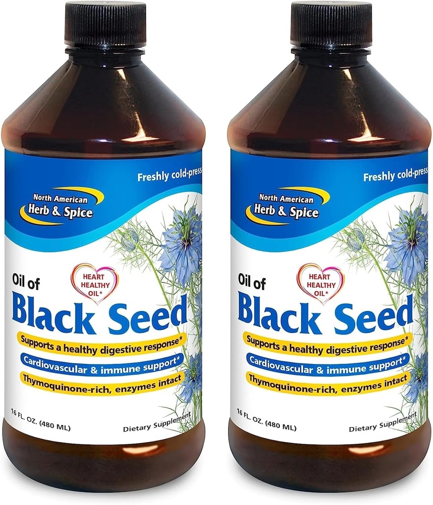 NORTE HERB & ESPECIARIA Óleo de semente preta - 16 fl oz, Pacote de 2 - Suporte Digestivo e Imune - Não-GMO - 192 Total Servings