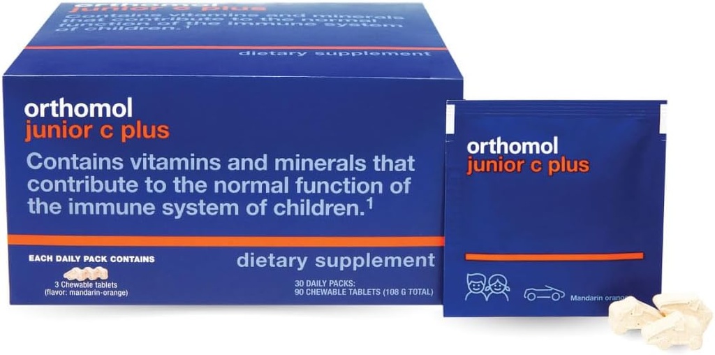 Orthomol Immun Junior C Plus, Multivitamínico Kid, Flavor Tangerina, Fornecimento de 30 dias