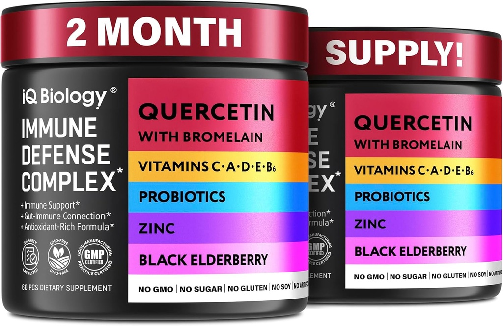 Quercetin with Bromelain - Premium Quercetin Bromelain Cápsulas para Suporte Imune* - Bromelain Quercetin Supplement - Non GMO Quercetin - 2 Embalagem (120 Cápsulas)