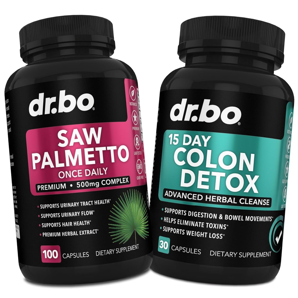Saw Palmetto para Mulheres Perda de cabelo & Colon Cleanser - DHT Blocker para Mulheres Crescimento & 15 dias Colon Cleanse Pills Detox intestinal - Pure Saw Palmetto Hair Loss Suplemento Bowel Cápsulas Movimento