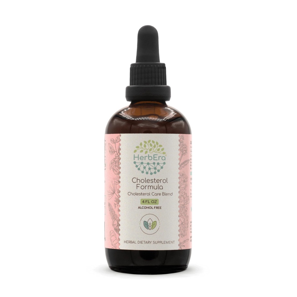 HerbEra Cholesterol Fórmula B120 Extrato sem álcool Folha de alcachofra, Folha de Hawthorn e Flor, Sementes de funcho, Raiz de Açafrão, Raiz de Ashwagandha, Amla Berry. Tratamento com colesterol Mistura 4 Fl Oz