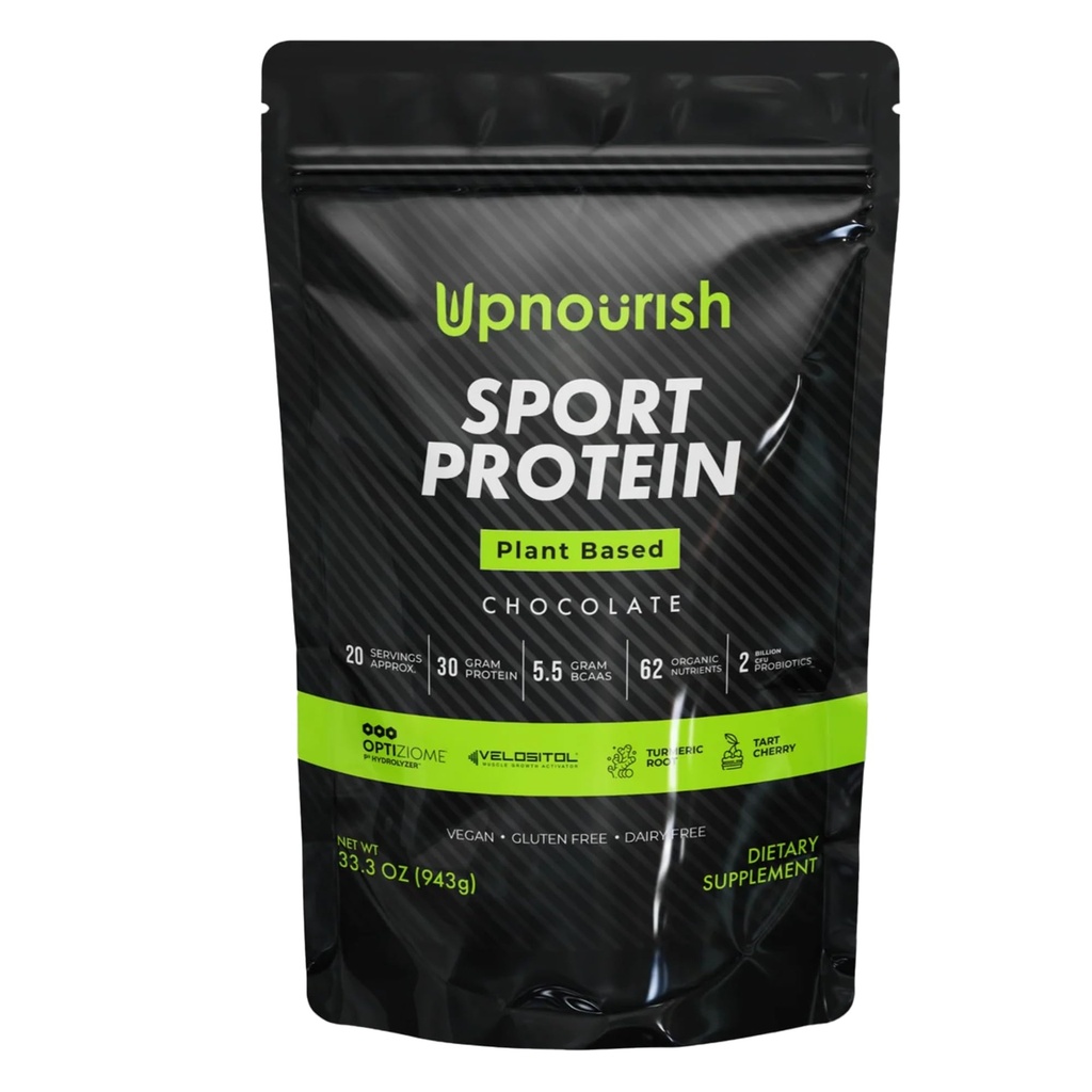 Vegan Sport Protein Powder Chocolate 20 porções – 30g Planta Based Protein, VELOSITOL, BCAAs, Verdes orgânicos e frutas, Probióticos, Tart Cherry para recuperação pós-treino, Informar esportes certificados Keto