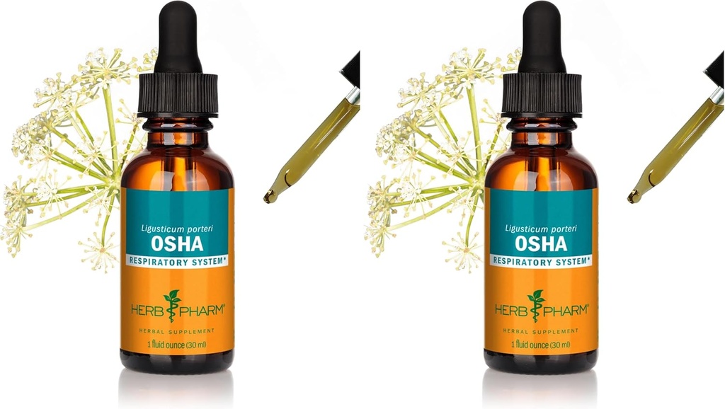 Herb Pharm OSHA Extrato Líquido Raiz para Suporte Respiratório - 1 Onça (Pacote de 2)