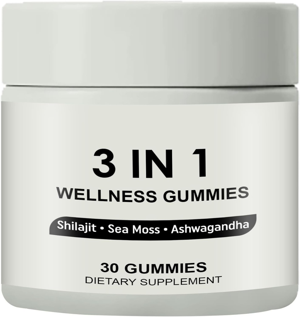 3 em 1 pastilhas, 3 em 1 pastilhas Shilajit para homens, pastilhas Shilajit Wellness puras (Shilajit + Sea Moss + Ashwagandha), pastilhas Shilajit para homens, não-GMO
