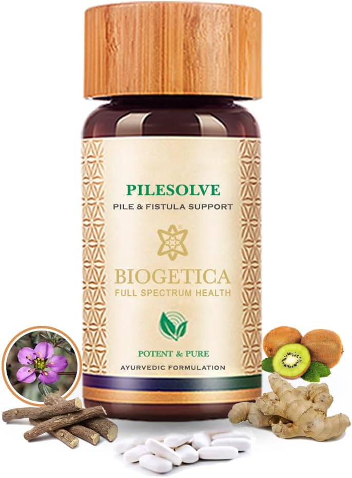 Biogetica Pilesolve Suplemento de ervas naturais com alcaçuz e gengibre - Não-GMO - 100% Vegan Ayurveda Suplemento Pó