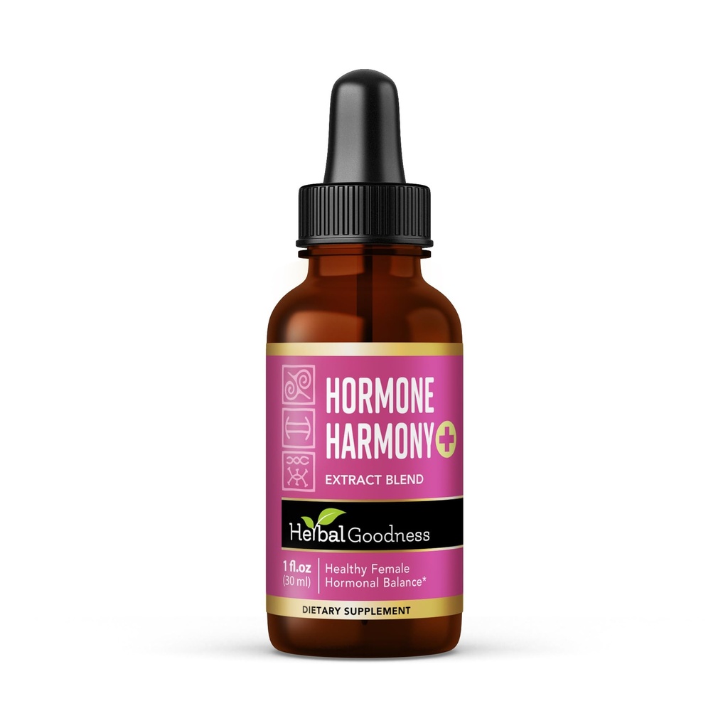 Hormônio de Bondade de Ervas Harmony 1oz – Suplemento Orgânico Hormônio Balance para Mulheres, Enriquecido com Probióticos, Alívio de Menopausa, Apoio à Fertilidade, PMS & Ajuda à Lactação