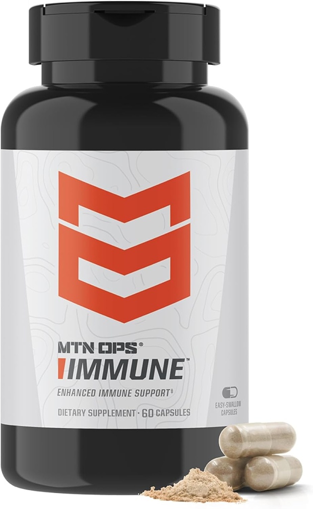 Cápsulas MTN OPS ImuneTM Suporte Imune diário com Vitamina D, Vitamina C, Zinco, Elderberry, Echinacea & Antioxidantes - 60 Cápsulas Easy-Swallow - 30 Servimentos