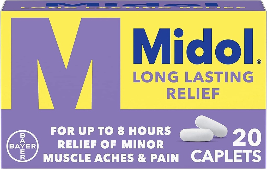 Midol Longa duração de alívio - 20 Caplets, pacote de 6