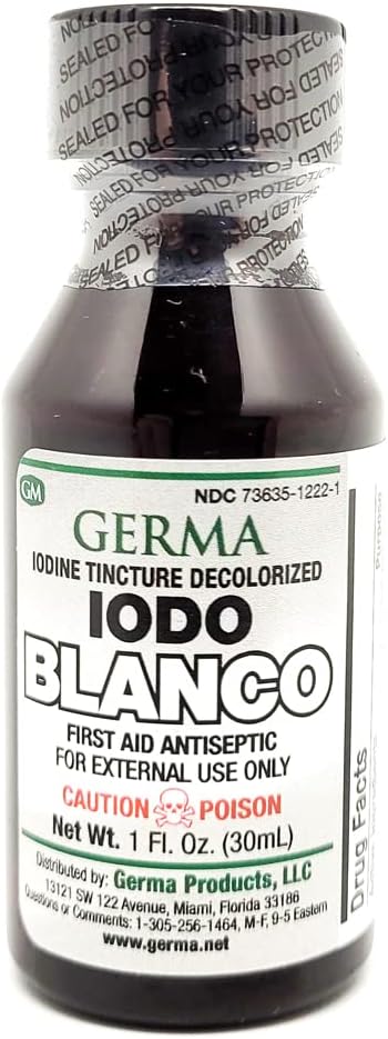 Tintura de iodo de germa de cor descolorada branco claro Iodo YODO Blanco líquido
