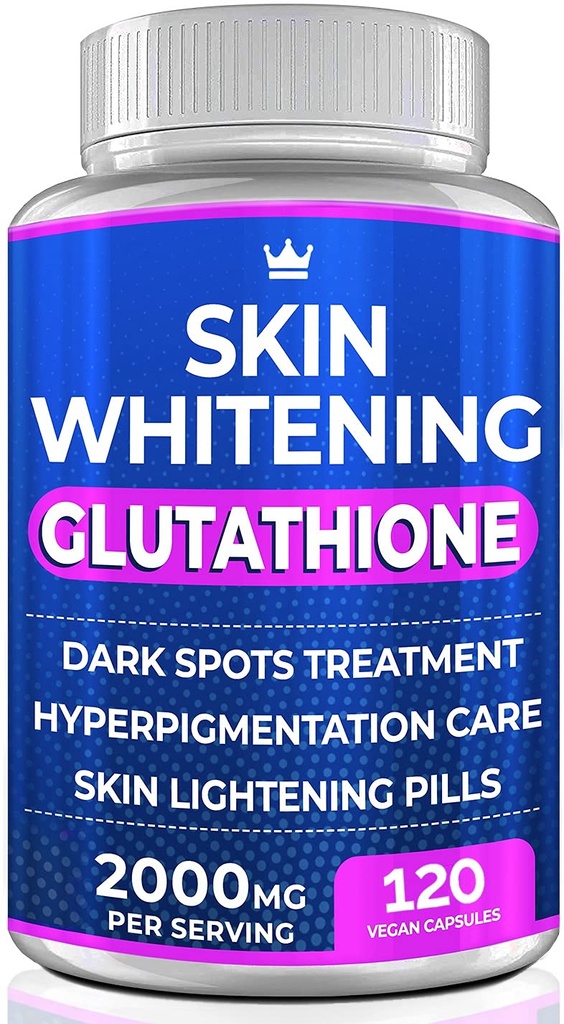 Glutationa Whitening Pills - 120 Cápsulas 2000mg Glutationa - Suplemento Eficaz de Iluminação da Pele - Dark Spots, Removedor de Cicatriz Melasma e Acne, Tratamento de Hiperpigmentação - Antioxidante Antienvelhecimento