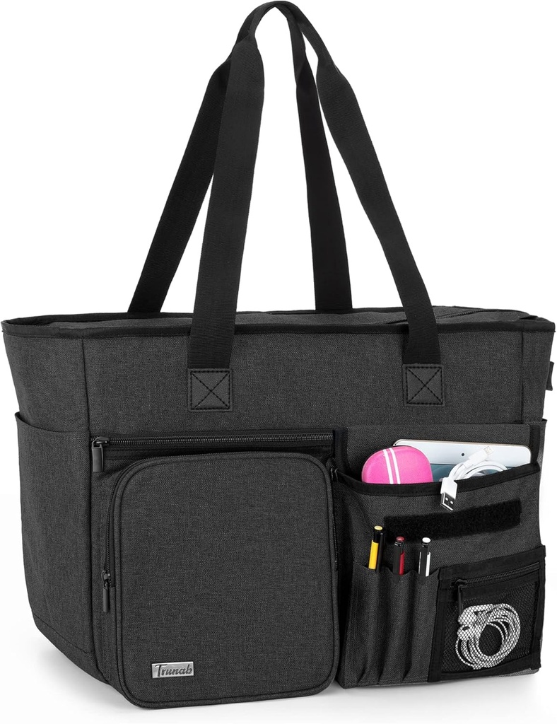 Trunab professor saco de trabalho saco Tote com bolso múltiplo e compartimento acolchoado para até 15.6”Laptop