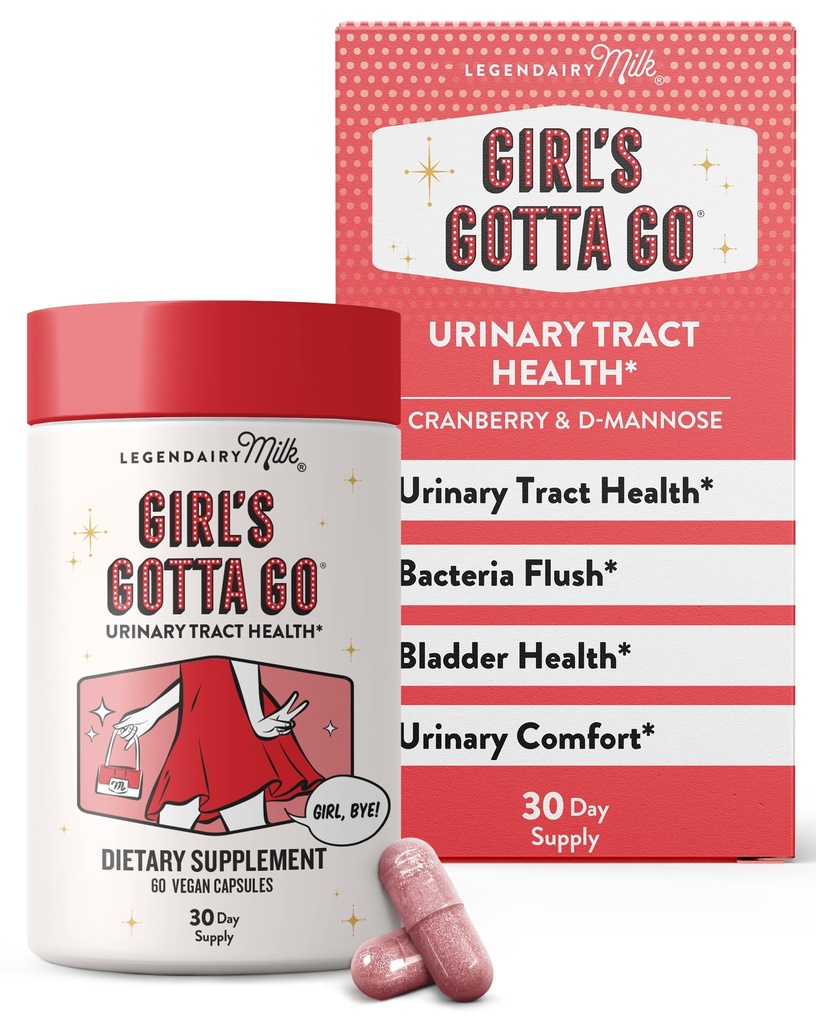 Legendairy Milk Girl's GoTM - ITU Support Suplemento - Urinary Tract Saúde para Mulheres - ITU alívio para mulheres com açúcar-livre de cranberry e D-Mannose, 30 Servings