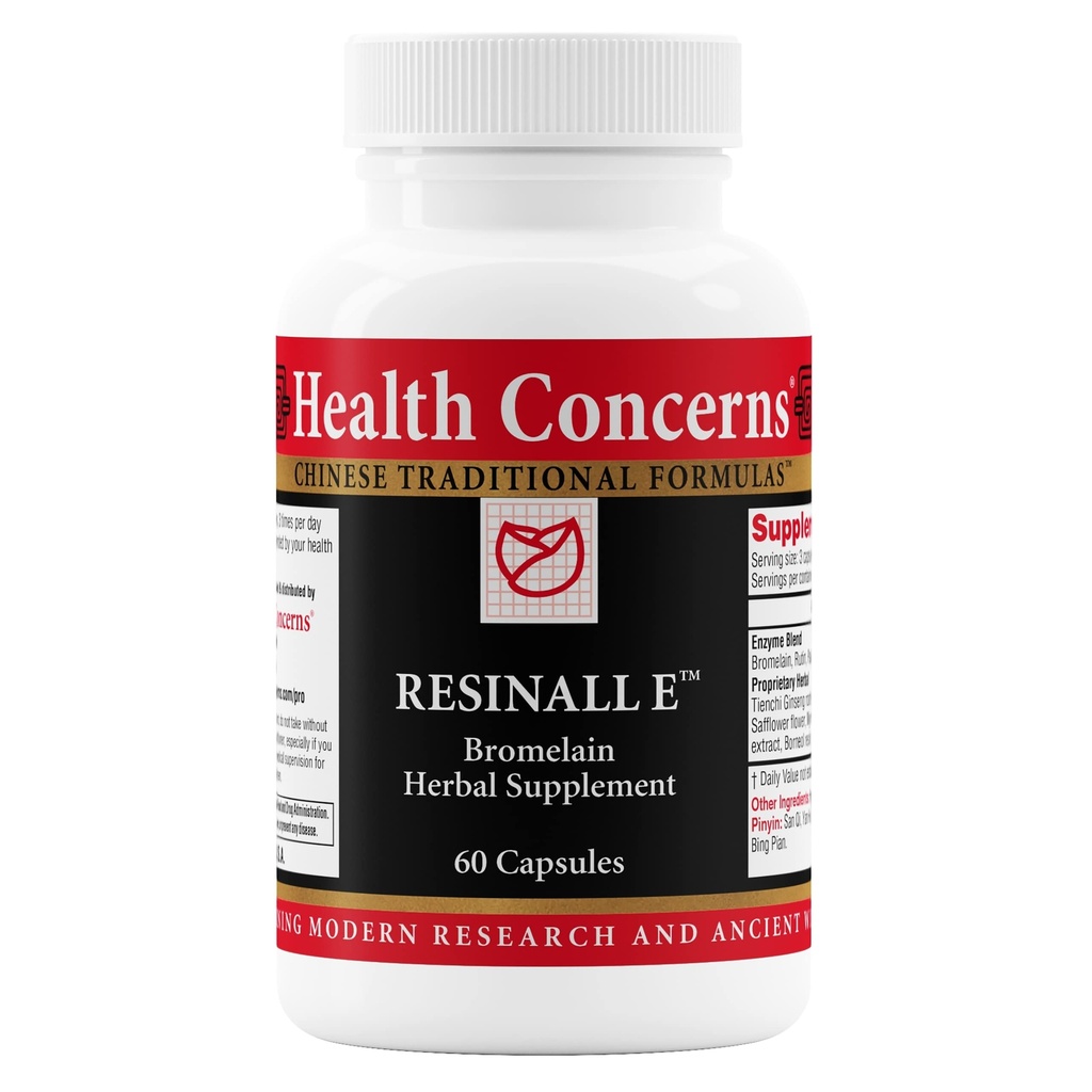 Saúde Preocupações Resinall E – Bromelain Herbal Supplement for Bruising, Inchaço & Recuperação de Lesões – Enzima Natural Mistura com Ervas - Rutein, Ginseng, Papain – Apoio Pós-cirúrgico – 60 Cápsulas