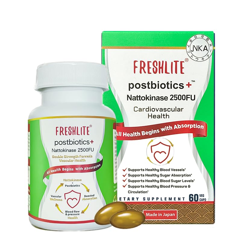 FRESHLITE 2500FU Premium NSK-SD Nattokinase & Vegan Postbióticos para Apoio Cardiovascular