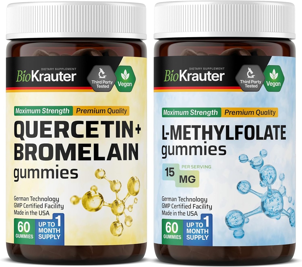 BIO KRAUTER Quercetin com bromelaína 60 gomas e L-Metilfolato 60 gomas