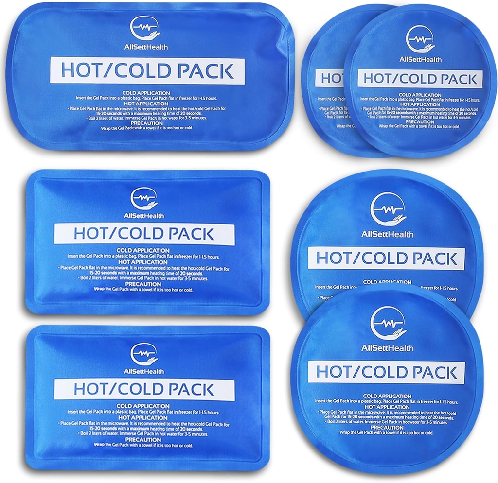 Pacotes de gelo quente e frio reutilizáveis para lesões reutilizáveis – 7 Peças Flexíveis Pacotes de Gelo em Múltiplas Formas e Tamanhos – Pacote de gelo de uso múltiplo para alívio da dor nas costas, pescoço, ombro