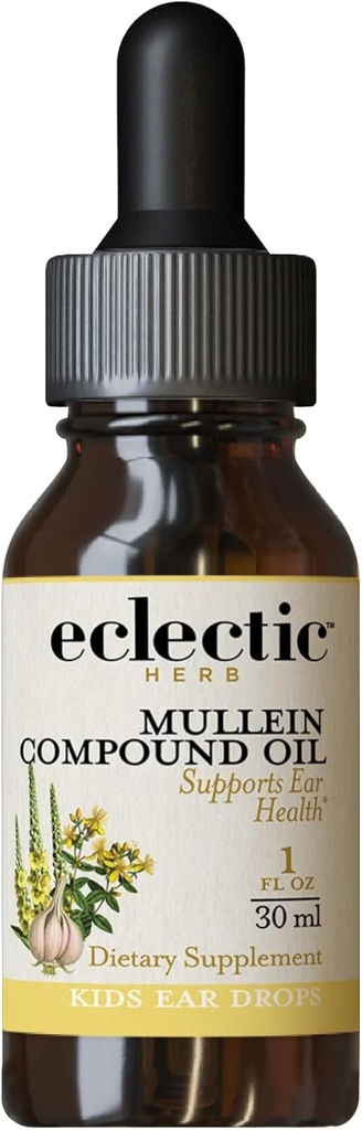 Erva Eclética - Mullein Compound Oil Kids Suporta Saúde do Orelho □ Não-GMO, Sem Glúten (1 fl oz 30 ml)
