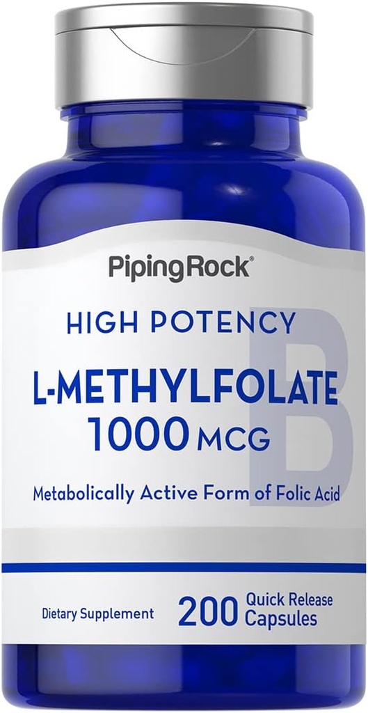 Piping Rock L Suplemento de metilfolato de 1000 mcg 200 Cápsulas