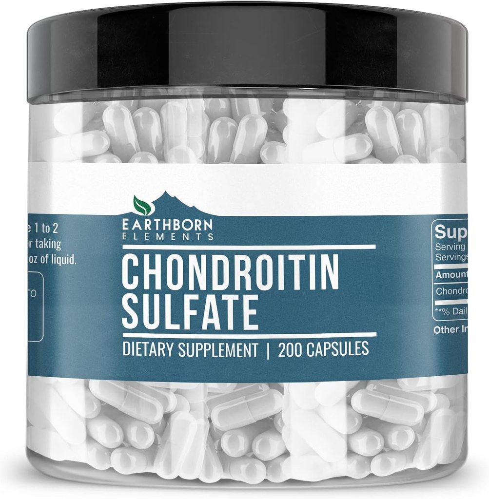 Elementos nascidos na Terra Chondroitin Sulfate 200 Cápsulas, Puro e não diluído, Sem aditivos