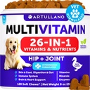 Cão Multivitamínico Mastigado com Glucosamina 26 em 1 - Vitaminas e Suplementos Cães - Senior & Puppy Multivitamínico para Cães - Pet comum Apoio Saúde - Imunidade, Mobilidade, Gut Pele - 120 Mastigações