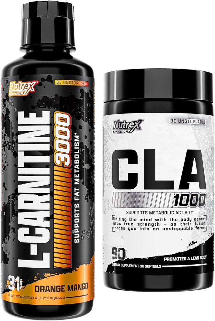 Nutrex Pesquisa Líquido Carnitina 3000 - CLA 90 Geles macios - 1000mg Ácido Linoleico Conjugado Mistura Ativa de Óleo de Safflower