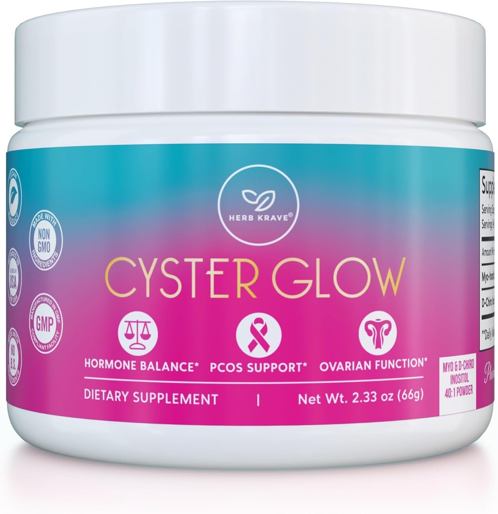 Cyster Glow Premium Myo-Inositol e D-Chiro Inositol Powder PCOS Suplemento para Mulheres -Ideal 40:1 Razão-Equilíbrio Hormônio, Fertilidade, Função ovariana saudável -Vitamin B8-30 dia de fornecimento