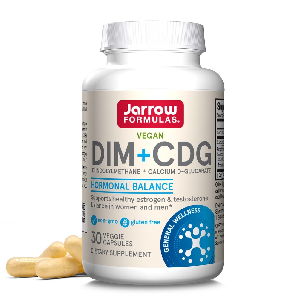 Jarrow Formulas - DIM + CDG Veggie Cápsulas - 30 Contagem - DIM & CDG Suplemento - Para o equilíbrio hormonal - Não-GMO - Gluten Free