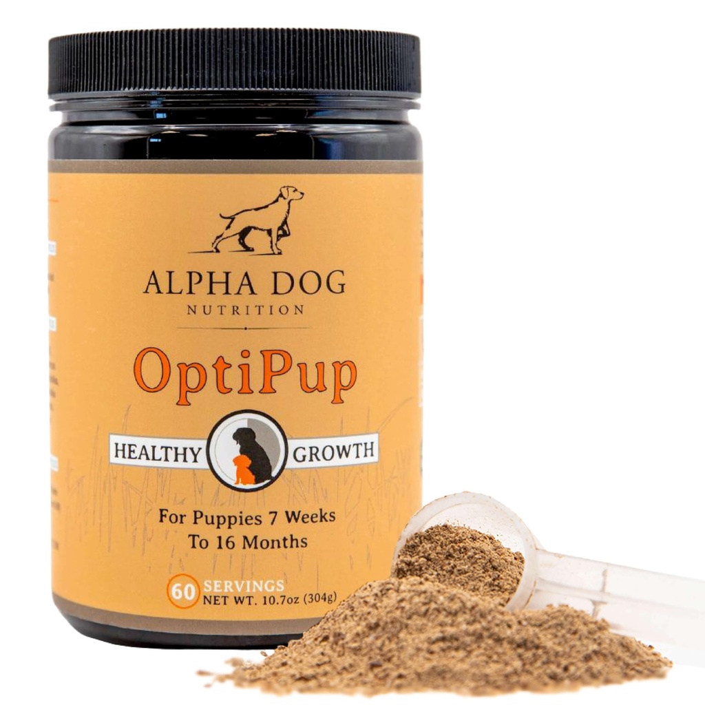Alpha Dog Nutrition OptiPup All-in-1 Puppy Multivitamin contém 31 Superalimentos, incluindo probióticos e prebióticos para suporte digestivo, pele e saúde imune, e crescimento ótimo (60 Servings)
