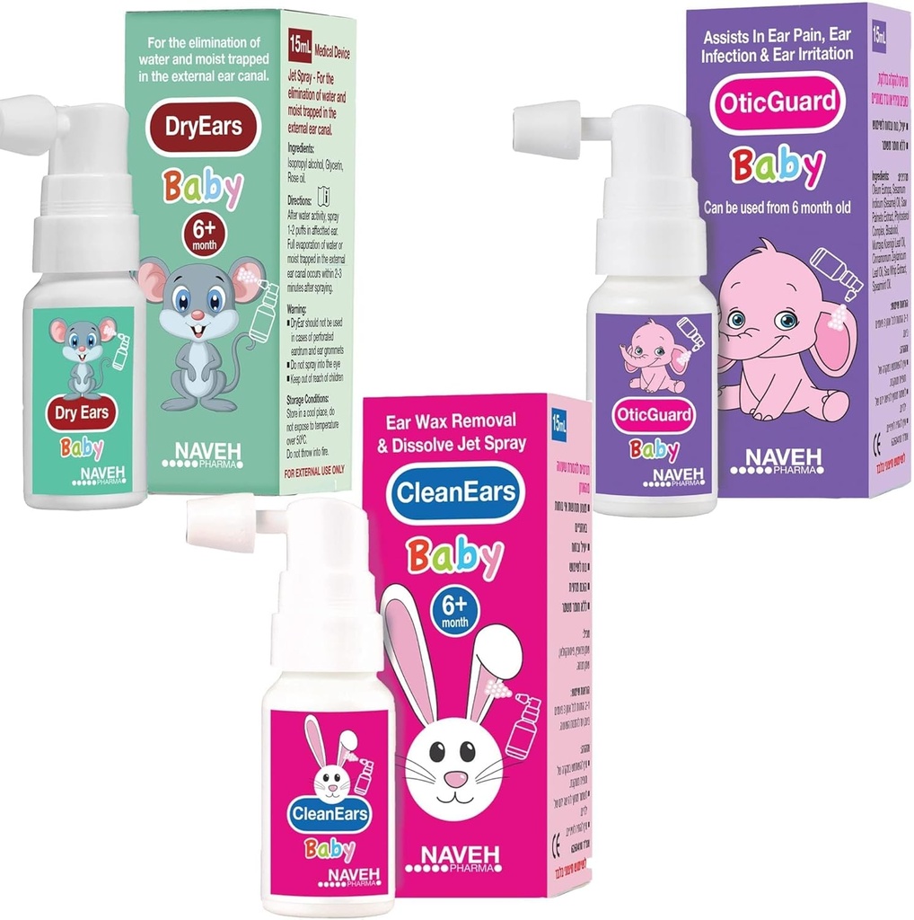 NAVEH PHARMA Todos os produtos do bebê (Bebê Orelhas Secas, Bebê Guarda Ótico, Bebê Orelhas Limpas) 3 X 0,5 Fl Oz ENT LINHA