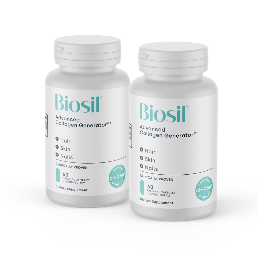 Biosil Collagen Booster Supplement - 60 Cápsulas Originais, Pack of 2 - Patented ch-OSA Activator for Skin, Hair, Nails & Joints - Supply Supply - 60-Day