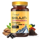Himalayan Shilajit- Complexo com Ashwagandha, Mace, Gokshura, Cinnamon & Piperine Trace Minerals, Shilajit para homens, Shilajit para mulheres, Dose Normal - 150 Cápsulas