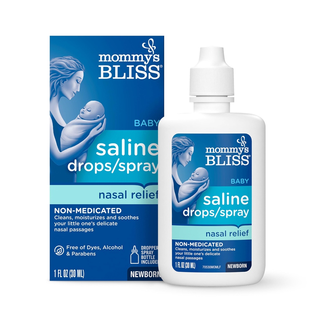 Salinas de Bliss da mamãe gotas / Spray, alívio nasal para recém-nascidos & Up, 1 Fl Oz