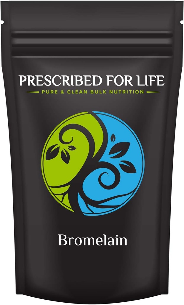 Prescrito para a vida Bromelain Pó 2400 GDU, Natural Abacaxi Enzima Pó, Vegan Bromelain Suplemento (56g)