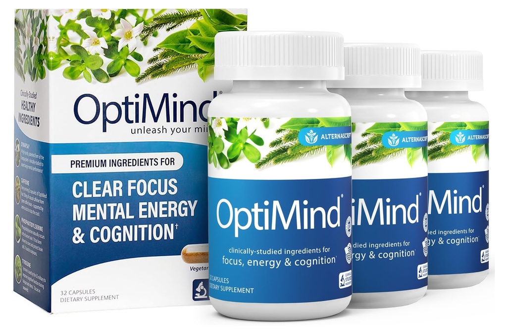 Optimind Bacopa Monnieri Suplemento Cérebro para Memória e Foco, Nootrópicos com Fosfatidilserina, Huperzina A, Não-GMO, Ingredientes Clinicamente Estudiosos, 96 Cápsulas