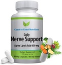 Suporte Nervo - Alívio Nervo Avançado com Ácido Alfa Lipóico 650 mg - Vitaminas Nervo para Facilidade de Mãos, Pernas e Pé Dores - 60 Cápsulas / Fonte de 30 dias