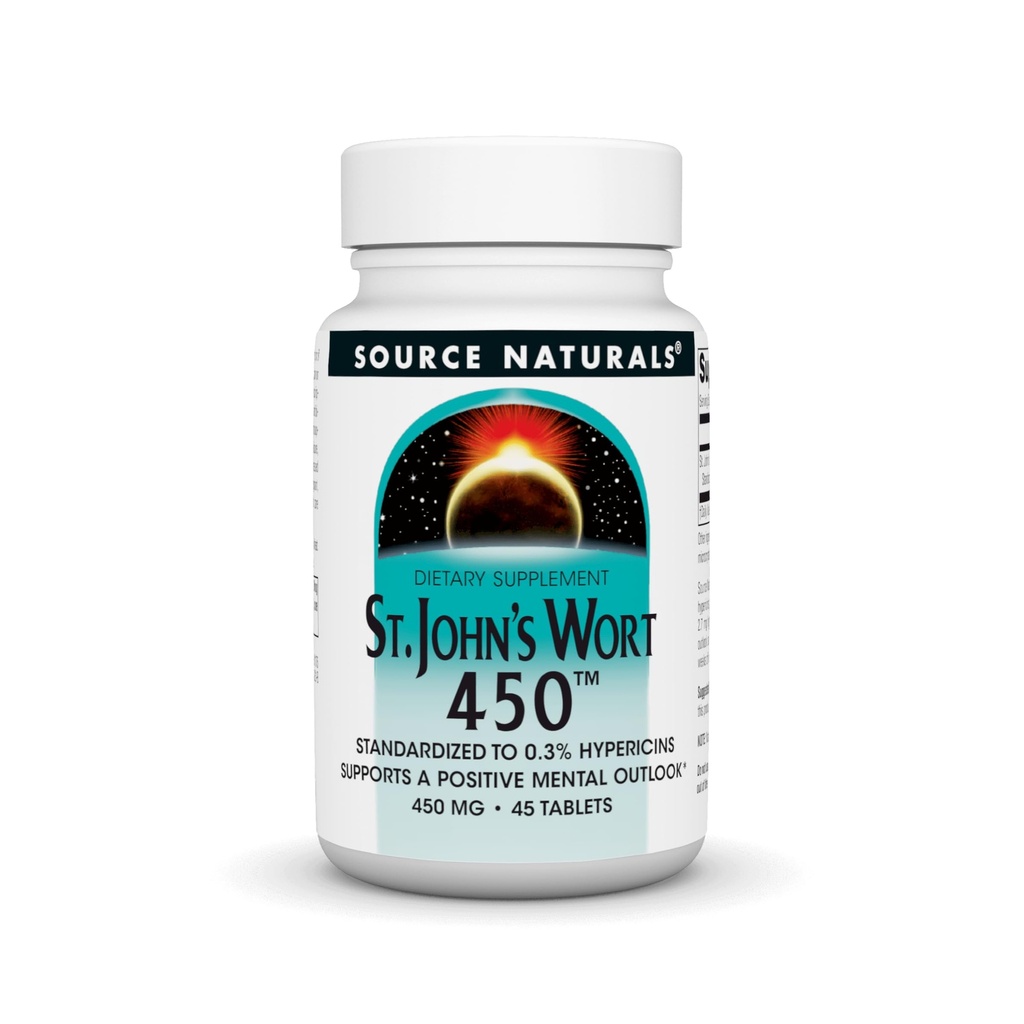 Fonte Naturals St. John's Wort 450 mg Suporta uma Perspectiva Mental Positiva - 45 Comprimidos