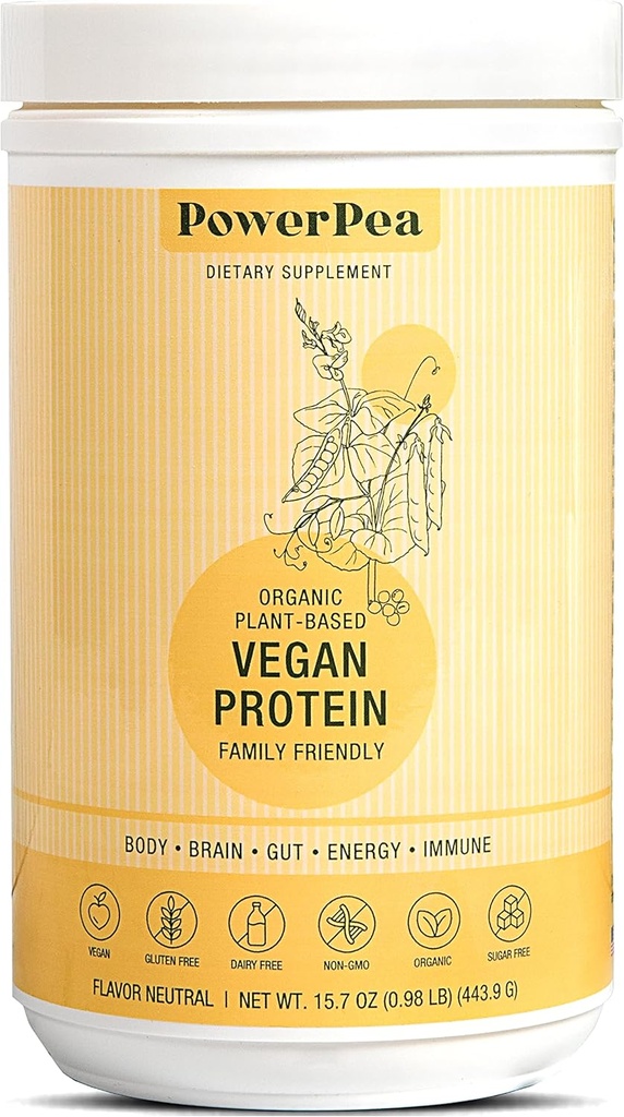 Planta Based Vegan Protein Unflavored- USDA Orgânico com Vitaminas, Fibra, Ómega 3, Açafrão, Nutrição para crianças, Não-GMO, Leite Livre, Livre de Alergénio, Açúcar & Gluten Free