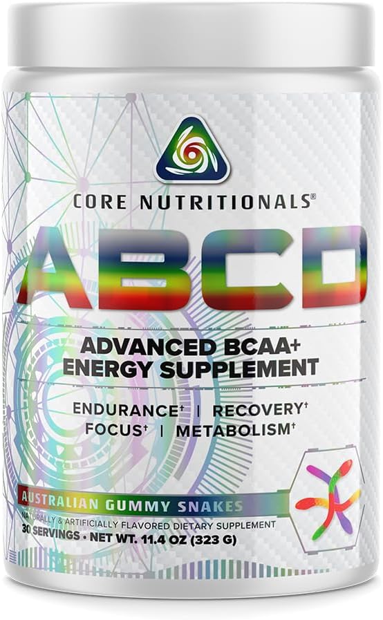 Núcleo Nutricionais Platinum ABCD Suplemento de energia avançado BCAA, melhora a resistência, recuperação e foco 30 Servings (Snakes australiano Gummy)
