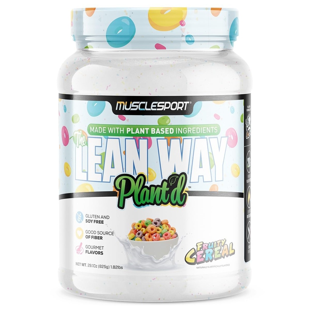 Musclesport Lean Way Plant Protein - Proteína de Ervilha e Brown Rice Protein Blend, com Adicionado CLA, MCT e L-Carnitina - 20 Serventes (cereais de fruta)