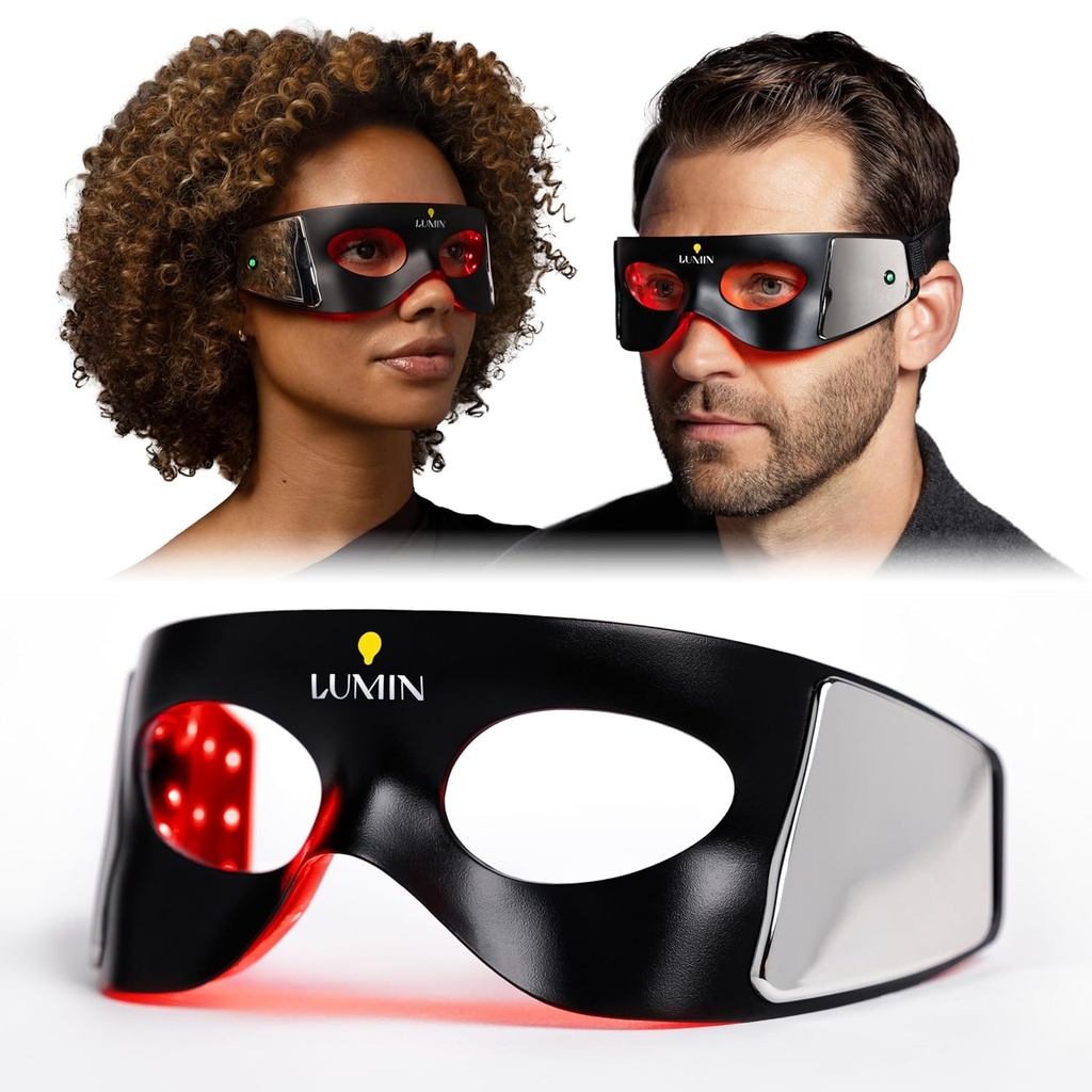 Luminator máscara de olhos LED para homens e mulheres cuidados com a pele - anti-envelhecimento, aumentar o colágeno, reduzir círculos escuros e rugas, terapia de luz vermelha para tratamento de olhos baixos e rejuvenescimento - apenas 3 minutos por dia