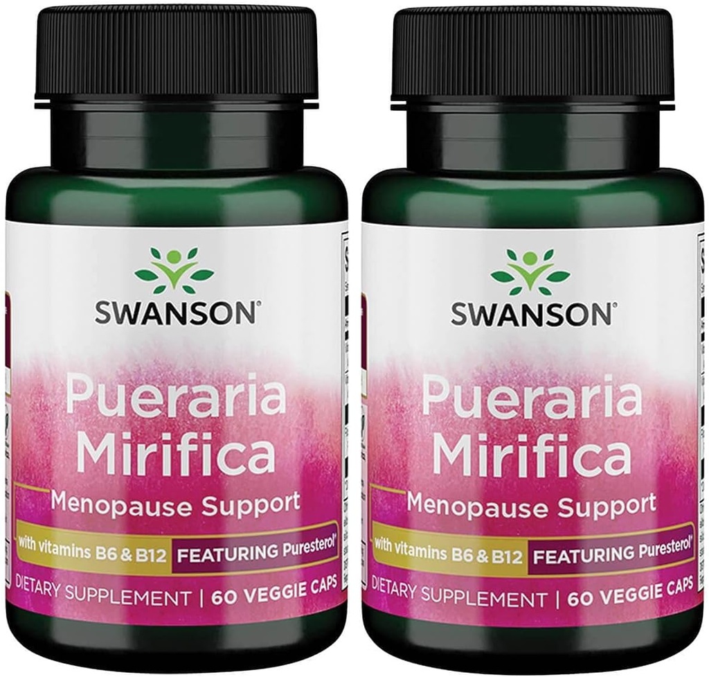 Swanson Pueraria Mirifica com B6 '&' B12 - Com Puresterol 60 Veg Caps 2 Pack